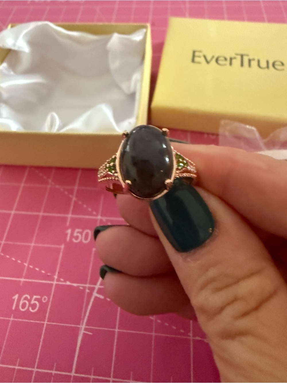 EverTrue Brass Ring Size 9 Beautiful Dark Stone